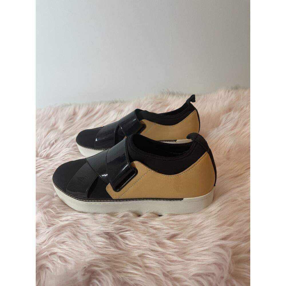 M4de Platform Sneakers Women 9.5M Tan Black Leather‎ Streetwear Minimalist Urban